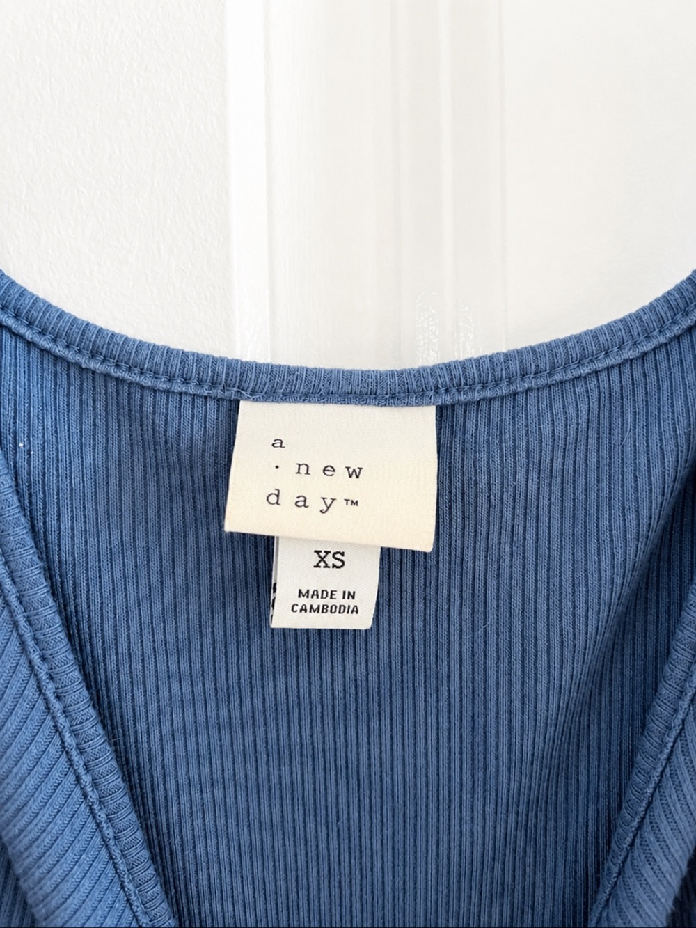 A New Day Slate Blue Midi Tank Dress Ribbed Flowy Size X-Small - Picture 5 of 5
